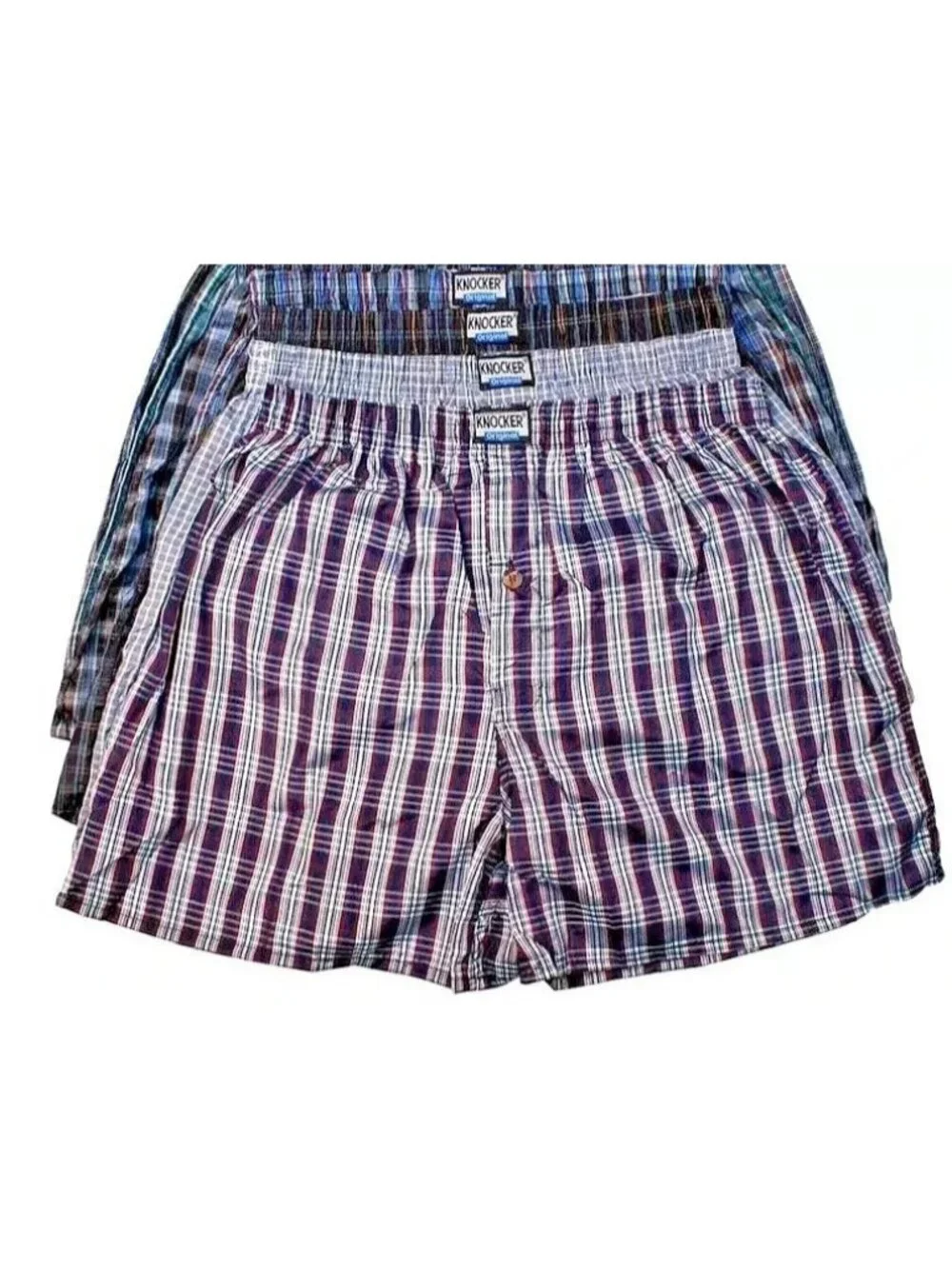 Mens Knocker Boxers Underwear Plaid (1) 3Pk Size S 30-32 3-PCS Polyester/Cotton